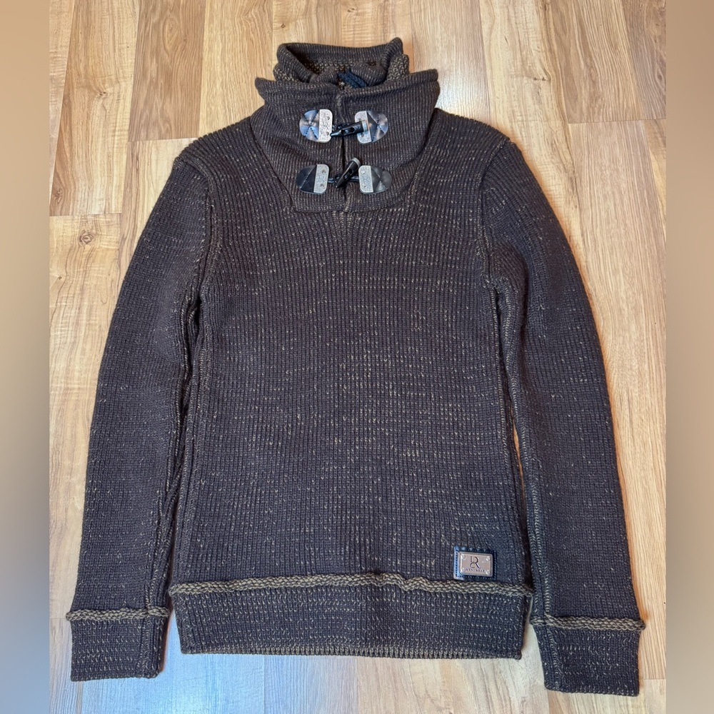 LCR Black Edition Mens Wear Collection Knit Sweater Large Brown Pullover Wool